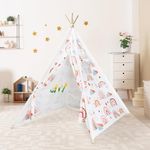 Teepee Tent for Kids,Children’s Play Tent with Inner Pocket,Kids Teepee Tent Indoor,Gift for Girls Boys-Boho Rainbow