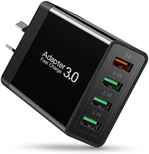 USB Charger, Total 33W Abetcabe 4 Ports Wall Charger Plug Fast Charger Power Adapter Compatible for Samsung Galaxy S20 S10 S9 S8 Note 8/9, iPhone, Pad, Tablet,HTC, LG and More (1-Pack Black)