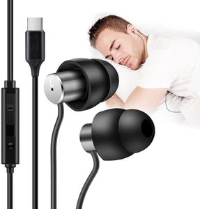 AGPTEK Sleep Earphones, Wired USB-C Sleeping Earbuds, Ultra-Soft Silicone Noise-Isolating Headphones with Mic & Volume Control for Insomnia, Side Sleepers, Snoring, Air Travel, Meditation, Black
