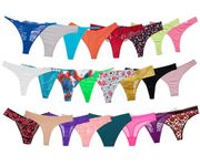 6 Pcs Assorted Sexy T-back Thongs for Women - Multipack of Cotton and G-String women's thongs (UK, Alpha, XL, XXL, Regular, Regular)
