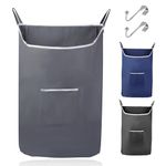 Fine Living Hanging Laundry Hamper with Over Door Hooks, Durable Space Saving Laundry Bag with Zipper and Wide Open Top, X-Large Machine Washable Hanging Dorm Laundry Hamper (Grey-XL)