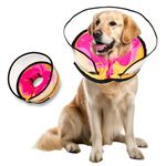 kawaiicrocodile Inflatable Dog Cone Collar Alternative After Surgery, Soft Dog Cones Recovery Collars for Small Medium Puppies Dog, Alternative E Collar Does (Donut Pink-L (Neck 14"-18"))