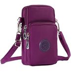 Lemical Small Crossbody Phone Bags Waterproof Nylon Wallet Pouch for Women Purple Cell Phone Bag Purese Sports Armband Running Bag