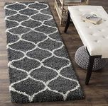 TRENDOZE Shaggy Area Rug Hand Woven Shaggy Carpet with 2 Inch Pile Height and Polyster for Living Room, Bedroom,Kids Room, Dining Room, Kitchen, Home and Office (2 FEET X 5 FEET, Grey Lvory)