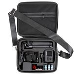 PellKing Hard Case for GoPro Hero 13/12/11/10/9/8/7/2018/6/5 Blcak/4 Silvery Action Camera, Accessories Carrying Storage Shoulder Bag With Strap for DJI Osmo Action 5/4/3 Insta360 Ace Pro