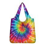 Pizding Grocery Bags Reusable Foldable Shopping Bags Large Rainbow Tie-dye Bags with Pouch Bulk Ripstop Waterproof Machine Washable Eco-Friendly Storage Tote Bags Box