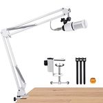 For At2020 and At2035 White Mic Stand, White Boom Arm Compatible with Audio Technica at2020 and At2035 Microphone, At2020 and At2035 White mic arm perfect for Podcasts, Gaming, Recording