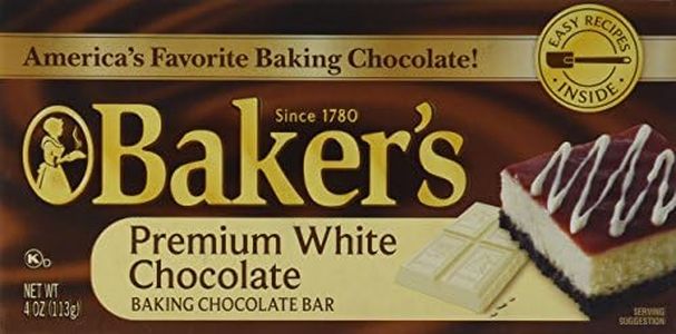 Bakers, Premium White Chocolate Baking Bar, 4oz Bar (Pack of 4)