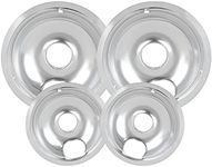 4 Pack Chrome Drip Pans, Compatible with Whirpool Kenmore Frigirate Stove Top Drip Bowls. Include 2 Pcs 6'' Range Replacement Drip Pans and 2 Pcs 8 '' Cooktop Drip Pans