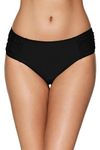 CharmLeaks Women Medium Waisted Bikini Bottoms Tummy Control Swim Briefs Black(Size:L)