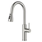 FORIOUS Kitchen Tap, Kitchen Mixer Tap with Pull Out Spray, 2 Spray Modes, 360° Swivel Stainless Steel, Single Handle for Hot and Cold Water, Stainless Steel