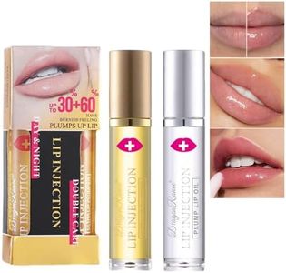 2PCS Lip Plumper,Lip Oil Plumper Set,Hydrating Lip Gloss Set,Moisturizing Plumping Lip,Day & Night Lip Enhancer for Fuller Lips,Lip Plumper Extreme,Plumping Lip Gloss,Reduce Lip Lines,(30%+60%, 5ml)