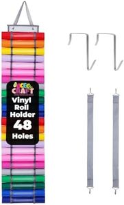 UCEC Vinyl Roll Holder, 48 Compartments Vinyl Roll Storage, Hanging Vinyl Storage Organizer for Craft Paper Storage, Clear Organizers Wall Mount Gift Wrap Organizer with Hooks & Hanging Straps