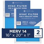 MEDIFY PRO 16x20x1 Filter - MERV 14 - E11 Media - Air Cleaning - Pleated HVAC AC Furnace Air Filters Replacement - (MERV 14, 2-Pack)