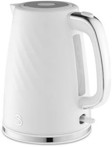 Swan SK14611WHT Windsor Rapid Boil Kettle with Removable Limescale Filter, Boil Dry Protection and Hidden Cord Storage, 1.7L, 3KW, White