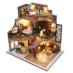 CUTEROOM DIY Miniature House Kit, Miniature House Kit, DIY Miniature Dollhouse Kit with Funiture LED Lights & Music Box-MC, Creative Room for Valentine's Day Gift Idea (M2132)