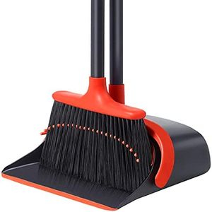 Broom and Dustpan, Broom and Dustpan Set for Home, Long Handle Broom with Dustpan, Broom and Dustpan Combo for Office Home Kitchen Lobby Floor Use Dustpan and Broom Set