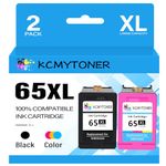 KCMYTONER Remanufactured 65 XL 65XL N9K04AN N9K03AN Ink Cartridge Compatible for HP Envy 5052 5055 5058 Deskjet 2624 2652 2655 3720 3730 3752 3755 with Latest Chip Show Ink Level - 1 Black 1 Tri-Color