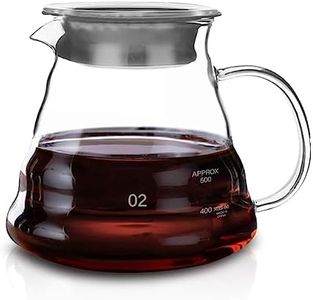 Proxima Direct V60 Glass Coffee Server 600ML(20oz), Clear Coffee Drip Coffee Carafe Pour Over Coffee Pot with Lid, 02, for 2-5 Cups