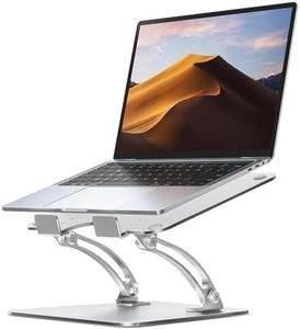 Nulaxy Fully Adjustable Laptop Stand for Desk, Dual Foldable Aluminum Computer Riser with Heat-Vent, Ergonomic Notebook Holder Portable Office Accessories Compatible with All 10-17" Laptops, Silver
