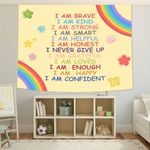 Moen Light Choow Rainbow Motivational Tapestry Wall Hanging Quote Positive Affirmations Saying Inspirational Classroom Tapestries Aesthetic Boho School Decor for Bedroom Living Room Dorm 60X50in