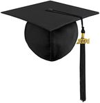 YIIOSS Graduation Cap with 2024 Tassel Year Charm Black Graduation Cap for High School & Bachelor, Black, One Size