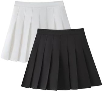 SCKTOO Womens Girl High Waisted Pleated Tennis Skirt School A-Line Skater Skirts with Lining Shorts (Black + White,Medium)