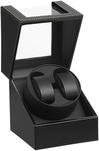 DRAIGERWAY Automatische Uhrenbeweger Box,luxuriöser Uhrenbeweger,Uhrengehäuse mit leisem Mabuchi Motor,Batteriebetrieb oder Netzteil PU Leder (Schwarz PU-DGW)