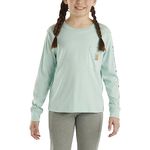 Carhartt Kid's CA9888 Long-Sleeve Graphic Pocket T-Shirt - Girls, Pastel Turquoise Blue, 10