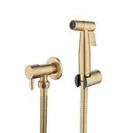 Nvanvmm Bathroom Toilet Bidet Tap Kit Brushed Gold Wall Mounted Bidet Sprayer Shower with Shut-Off Valve