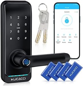 Kucacci Fingerprint Smart Door Lock, Keyless Entry Locks with Keypad, for Front Handle,IP66 Weatherproof Digital Electronic Security, Black