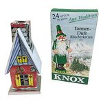 Knox Chalet House 2 x 4.5 Inch Metal Christmas Incense Smoker Figurine with Pine Incense Cones