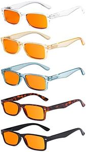 Eyekepper 5 Pack Blue Light Blocking Reading Glasses Design Computer Readers Orange Tinted +0.75