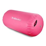 Triclicks Inflatable Air Roller Gymnastics Mats 3 Sizes 100/120 cm Air Roll Air Barrel Gymnastics Mat Tumbling Mat Fitness Exercise Training Roller for Toddler/Adults, Home Use & Gym (120x75cm, Pink)