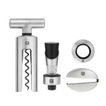 ZWILLING Sommelier Premium Stainless Steel Wine Accessory 4 Piece Set - Wine Corkscrew, Drop Ring, Decanter and Foil Cutter