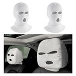 Ohleats 2PCS Car Headrest Cover, Personalized Funny Auto Seat Headrest Full Face Mask, Ski Mask Front Headrest Protector Decoration for Most Vehicles, Universal Car Accessories (White)