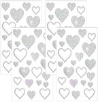 4 Sheets Crystal Rhinestone Heart Sticker Decals, Self Adhesive Glitter Bling Heart Sticker Window Clings, Car Body Decal Kit for Christmas Decal Holiday Decor Car Accessories