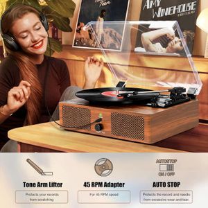 Vinyl Record Player – Brown Retro Turntable