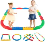 INFANS Kids Balance Beam Stepping Stones Set, 20 PCS Montessori Obstacle Course for Toddler Indoor Outdoor, Non Slip Rubber Base, Gymnastics Toy, Build Coordination Gross Motor Skills (Rainbow)