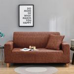 Story@Home Sofa Cover 3 Seater Fully Covered | Stretchable Polyester Spandex | Antislip Sofa Cover 3 Seater | Light Brown Solid 3 Seater Sofa Cover for Living Room & Create Your Own Customized Set
