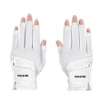 MAZEL Women's Golf Gloves One Pair Open-Finger Design,Breathable Hot Wet Weather Sweat-Absorbing,Fit Size S M L XL (White, Large)