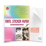 2021 Newest Waterproof Printable Vinyl Stickers Paper for Inkjet Printer- 35 Glossy Sticker Paper White Decal Cricut Sheets A4 - Holds Ink Beautifully & Dries Quickly