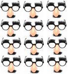 Lezevn 12Pcs Halloween Disguise Glasses Big Nose Glasses with Eyebrows and Mustache Funny Halloween Party Decoration