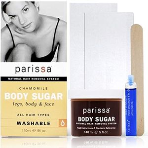 Parissa Chamomile Sugar Wax (Cold Wax), Waxing Kit for Hair Removal, Fabric strips, Spatulas & After-care Oil, 5 Fluid Ounce, 140 milliliters