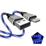 Light up iPhone Charger Cord, LED Lightning Cables 1 Pack | Apple MFi Certified | USB Fast Charging Cord for Apple iPhone 13 12 11 Pro Max XR XS X/8Plus/7Plus/6Plus/5s/5c/iPad More (Blue, 6ft)
