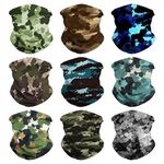 VCZUIUC Camouflage Headband Skull Camo Face Mask Bandanas, Multi Functional Skeleton Headwear for Sports (9PCS CAMO-4)