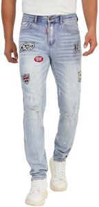 Betu Mens Jeans Relaxed Fit Straight Leg Denim Pants with Stretch Fabric(BM13,38) Dark Blue
