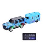 PLUSPOINT 1:64 Mini RC Off-Road Jeep with Camper Van LED Lights 2.4GHz Off-Road Remote Control Car | 3 Speed Adjustable, USB Rechargeable Alloy RC Car for Kids & Adults Indoor/Outdoor Racing