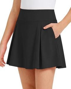 G4Free Girls Skirt with Shorts Flowy Pleated Golf Skirts with Pockets A Line Lightweight Elastic Waist Casual Active Skort (Black,XS)