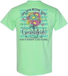 Southern Couture Life Better with Grandkids Mint Green Cotton Fashion T-Shirt, Mint Green, 3X-Large